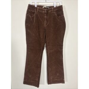 St John's Bay Women's 14 Petite Brown Corduroy Stretch Boot Cut Western Pants